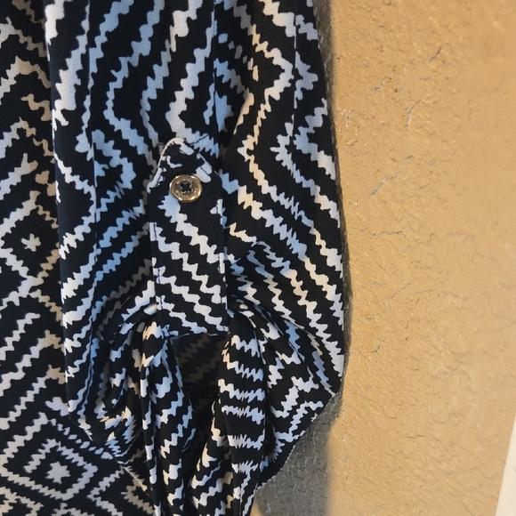 Michael Kors Black and White Sheath Dress with Plunge Neckline - Picture 2 of 5